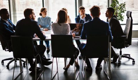 Business People Having Serious Conversation