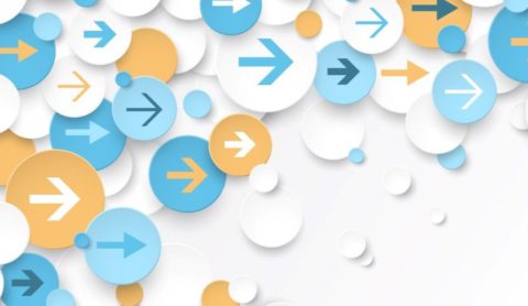 Conceptual graphic depicting business process alignment with arrows all pointing the same direction.